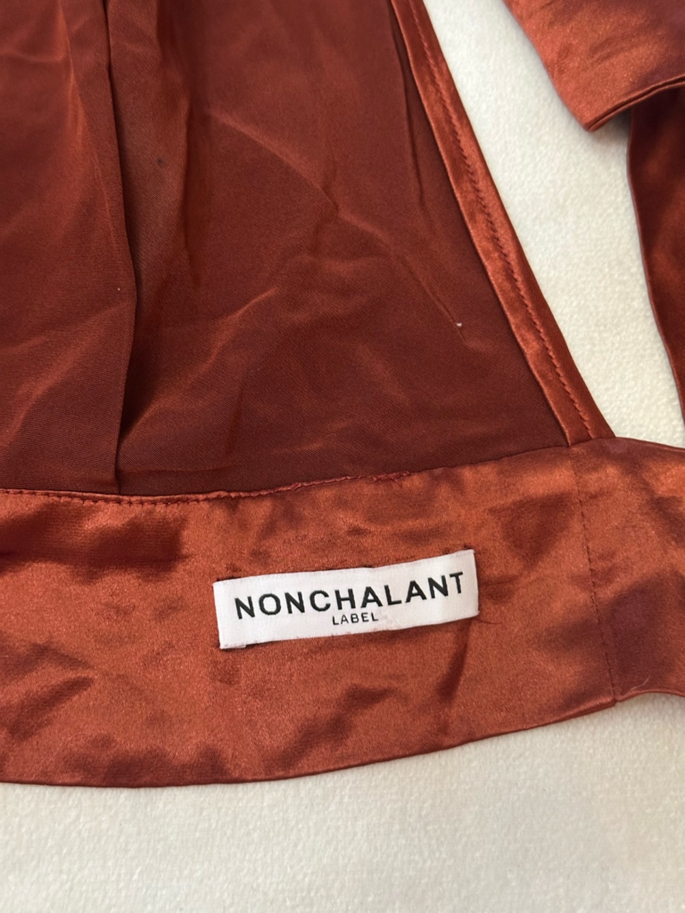 Nonchalant Label Burgundy Satin Halter Top Backless Tie Crop Top M 38541 - Picture 7 of 11